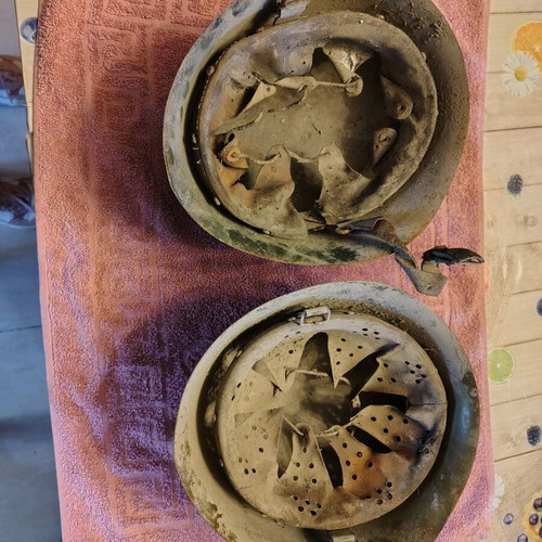 Vintage military helmets restored