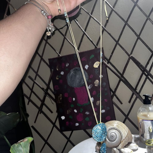 Handmade necklace turquoise new with adjustable macrame cord