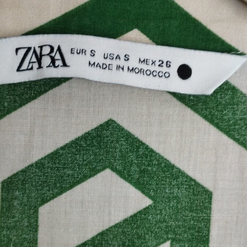 Zara spring dress used, beige and green, size M-L