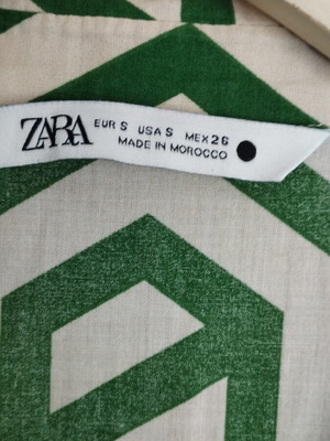 Zara spring dress used, beige and green, size M-L