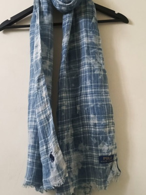 Polo Ralph Lauren Blue Checked Scarf like new Unisex