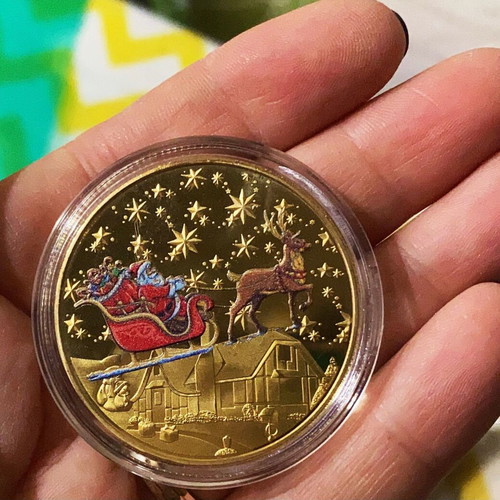 Merry Christmas Gold Coin New Collector's Souvenir Plaque
