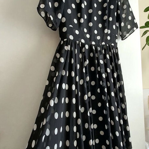 Polka Dot Long Dress new, size S, black