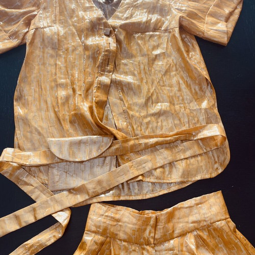 Nadia Rapti silk set like new, orange and gold