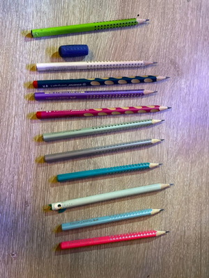 Stabilo and Faber Castell pencils used, 11 pcs with free eraser