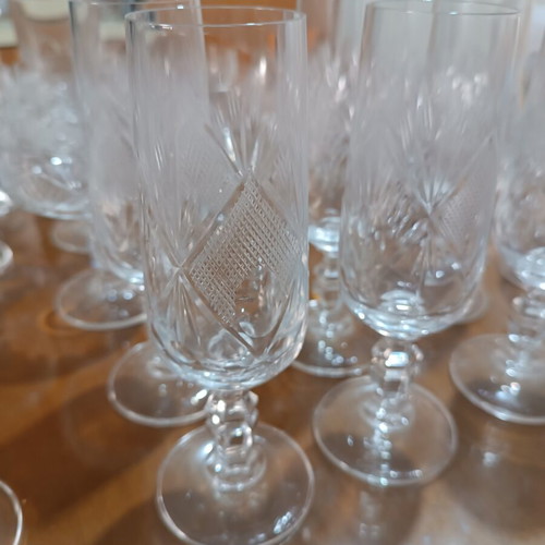 Vintage carved Czech crystal set of 41 pieces, like new
