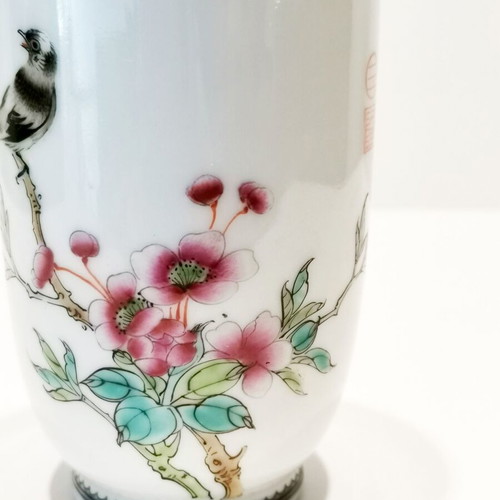 QING vase used, porcelain vintage Asian