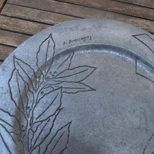 Engraved metal plate used, artwork by Achilleas Drougas for Intracom 31.5 cm