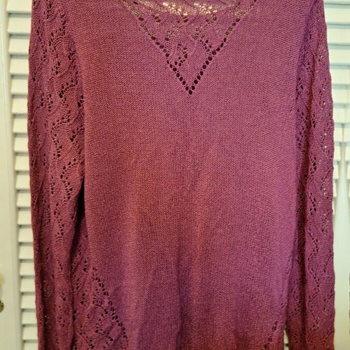 Purple blouse with lace collar and sleeves like new