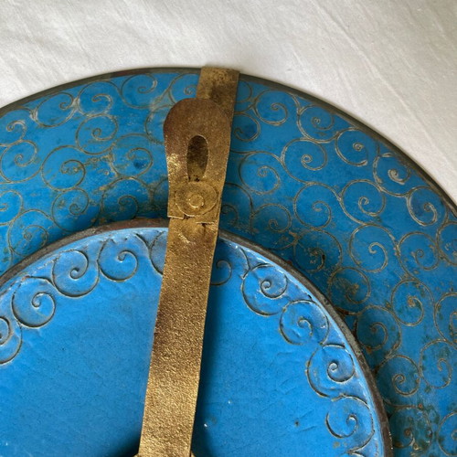 Japanese Meiji era cloisonné plate used, enamel on copper