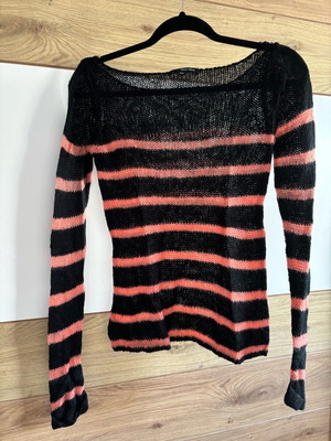 Striped blouse used black - orange, size XXS