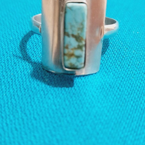 Handmade silver ring with turquoise semi-precious stone new