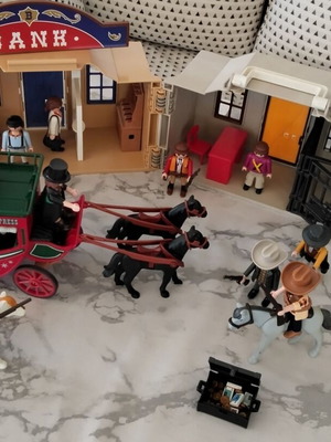 Playmobil Western Mega Lot used with Sheriff, Bank, Stagecoach & 13 Figures