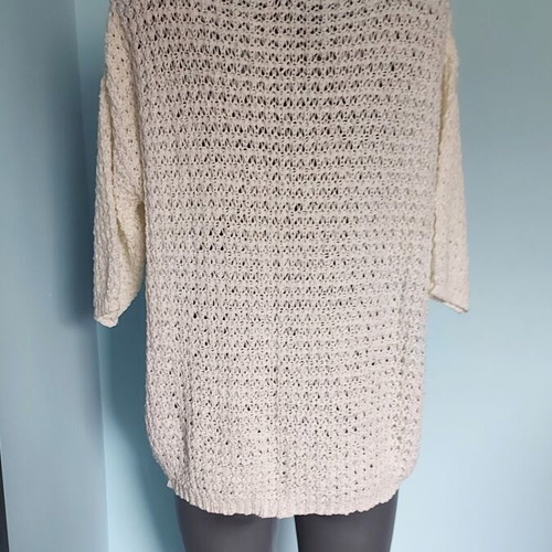 H&M women's loose knit tunic, white, oversized