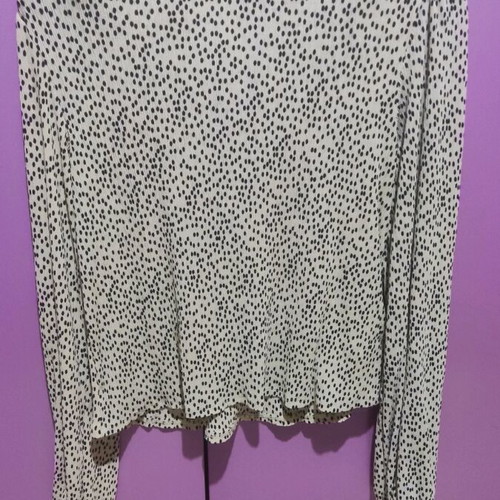 Mango Pomelo Tie Neck Spot Print Blouse new, beige with black polka dots