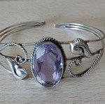 Handmade adjustable bracelet with large purple stone like new