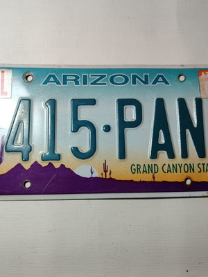 Licence plate USA Arizona used, decorative