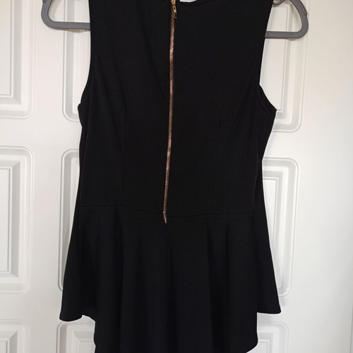Black long top with sheer neckline like new, size M