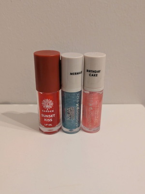 Lip oils της mua και garden σαν καινούργια, σετ 3 τεμαχίων
