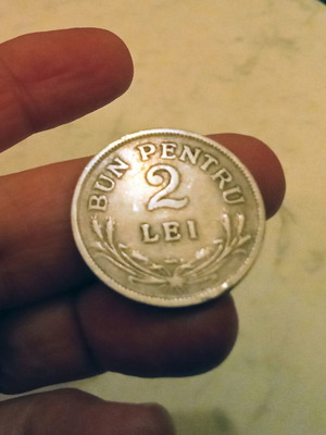 Romania 2 Lei Coin 1924 used, cupronickel, Kingdom of Romania