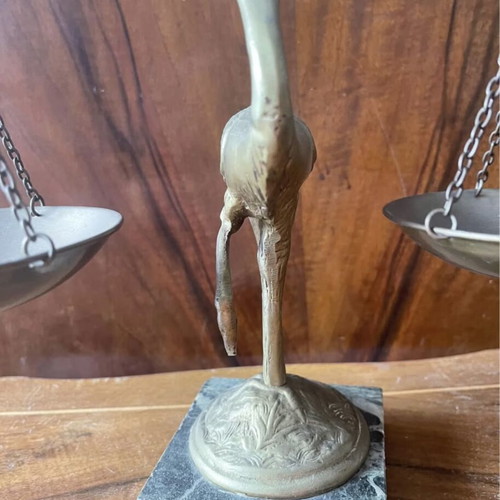 Vintage brass scale used, art piece 41cm height