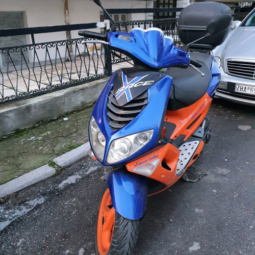 Peugeot 50cc σκούτερ μεταχειρισμένο, μπλε-πορτοκαλί, πρόσφατο σέρβις