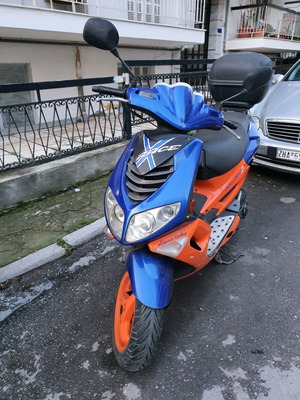 Peugeot 50cc σκούτερ μεταχειρισμένο, μπλε-πορτοκαλί, πρόσφατο σέρβις