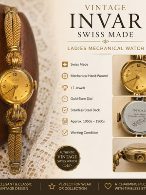 INVAR Swiss Made Ladies Mechanical Watch, 17 Jewels, Vintage