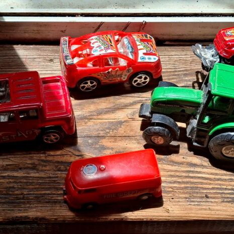 Lot of retro children's toy cars and vehicles, 23 pieces