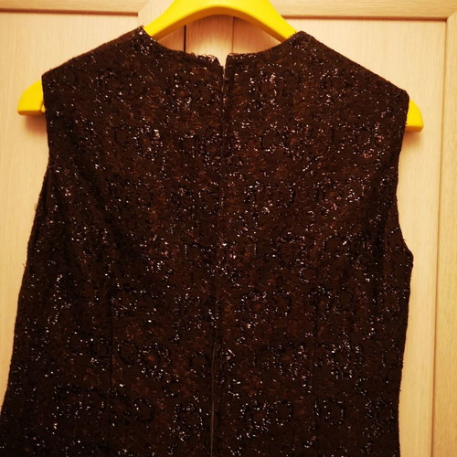 Evening dress used with crystals and gold trims brown XL