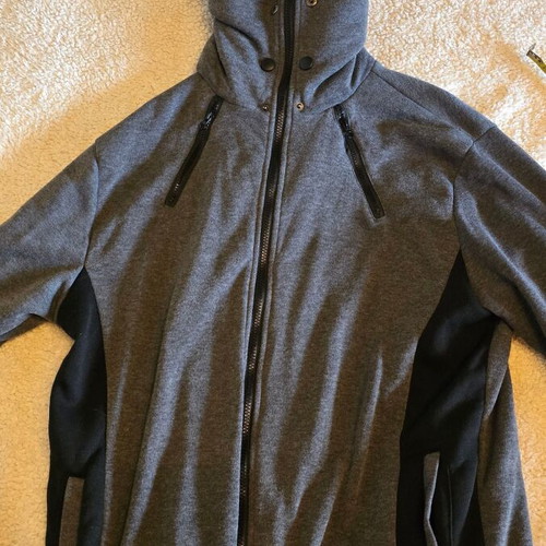 Jacket XL with hood, thin spring, like new, black and gray