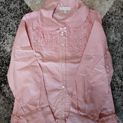Pom Pom pink shirt and white skirt set like new
