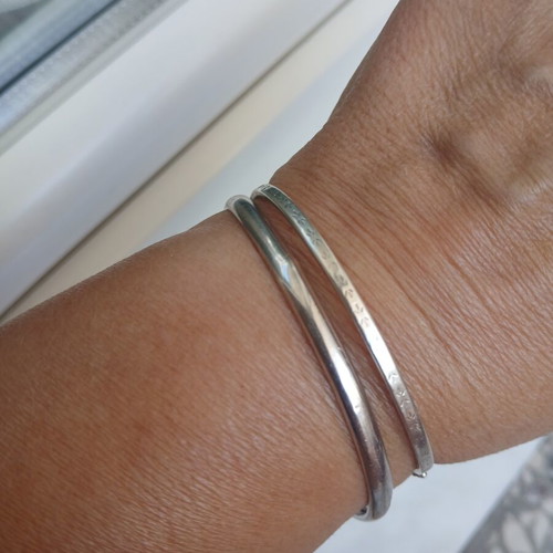 2 Silver 925 Bracelets, One Bangle and One with Clasp, Small Defects