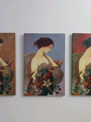 BizArt triptych oil prints featuring Persephone, like new