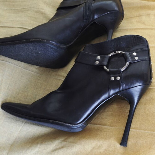 Cesare Paciotti black leather ankle boots with stiletto heel