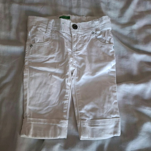 Benetton baby white fabric pants used 12-18 months 82cm