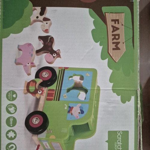 Wooden pull-along toy truck with animals
