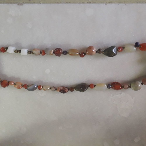 Necklace with agates like new, handmade long