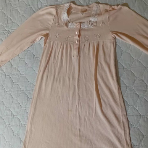 Nightgown Zeanette used, pink beige salmon with white lace