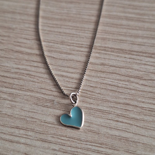 Silver 925 gold-plated heart necklace like new, turquoise