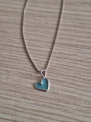 Silver 925 gold-plated heart necklace like new, turquoise