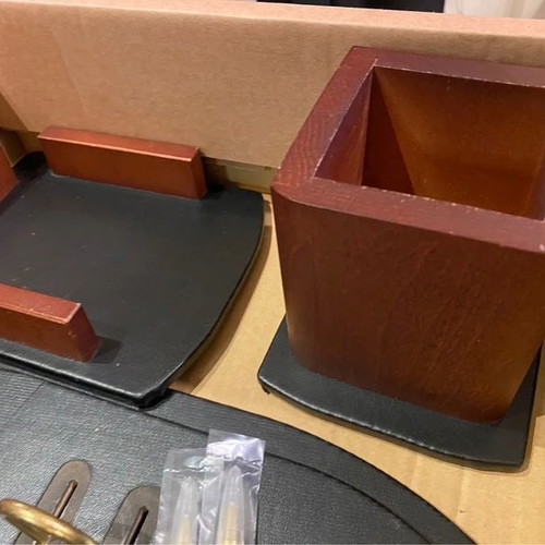 Bestar 7187LDV Creative Desk Set used, 6 pieces, wood and leather