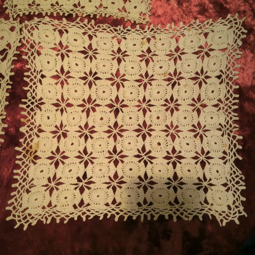 Set of 3 handmade embroidered linens with matching pattern