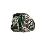 Men's massive ring new with green stone in oriental style