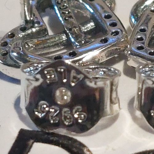 Pandora earrings new, heart design with white zirconia