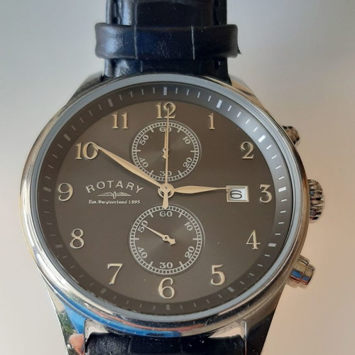 Rotary wristwatch men ultra slim new, leather strap