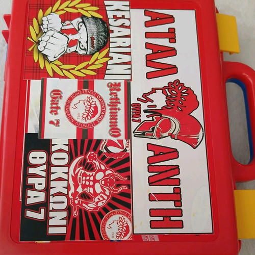 Plastic handmade case with Olympiakos stickers like new