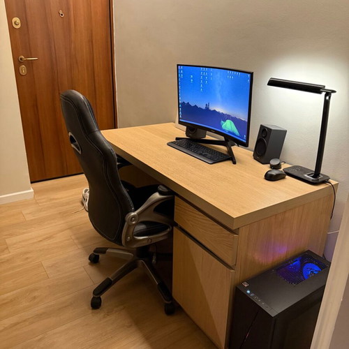 Malm Work Desk beige like new with drawer and cabinet