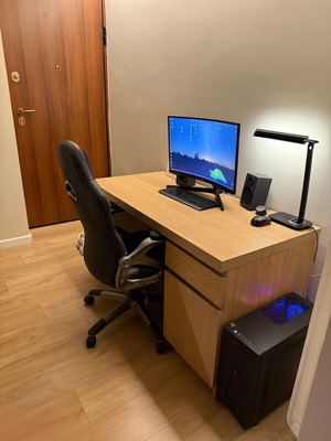 Malm Work Desk beige like new with drawer and cabinet