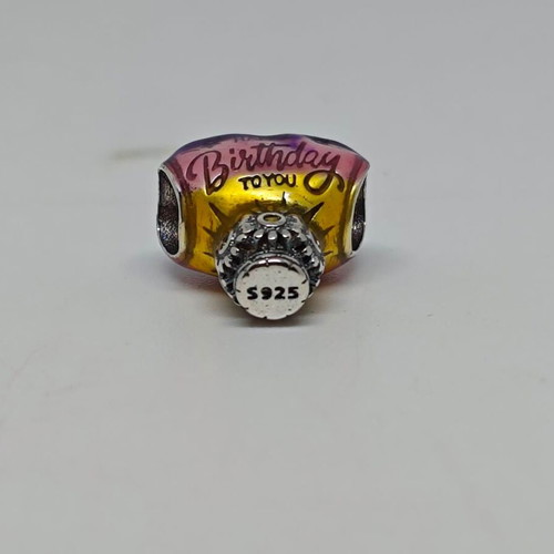 925 Silver Charm Hot Air Balloon Happy Birthday like new